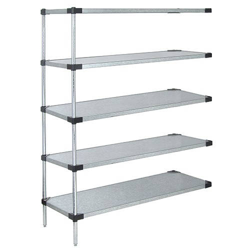 Quantum Galvanized Steel Solid Shelving Add-On Kits - 5 Shelves 54 Inch High
