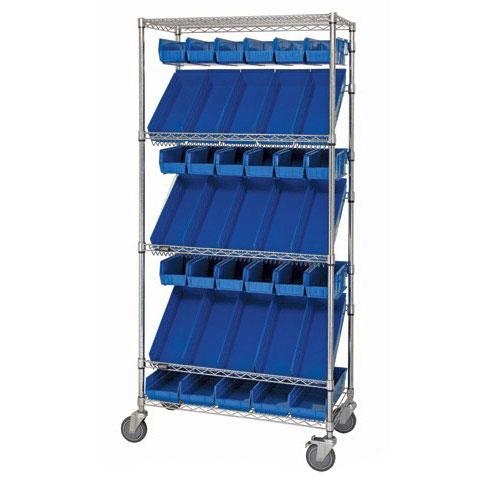 Slanted Wire Shelf Combo Cart with Bins