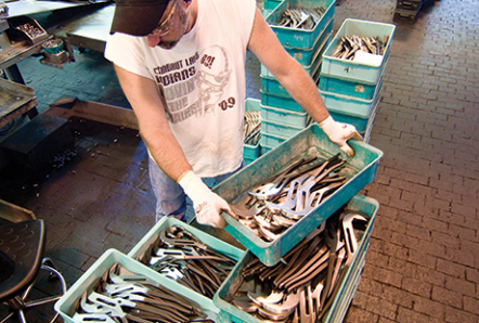 MFG Tray Stacking Containers In Use