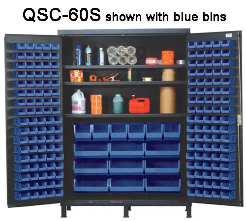 Quantum Super Wide Colossal Heavy Duty Cabinets QSC-60S with blue bins