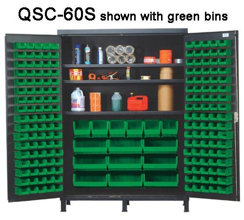 Quantum Super Wide Colossal Heavy Duty Cabinets QSC-60S with green bins