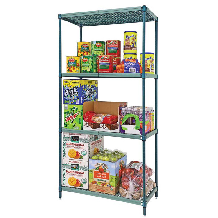 Quantum Proform Green Wire Plastic Mat One Box Shelving - 86" H 4 Shelves