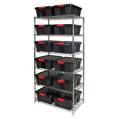 Quantum Black Latch Container Wire Shelving System