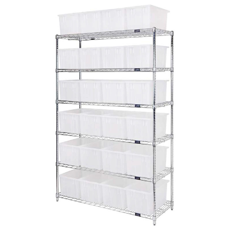 Clear Stack and Nest Totes Wire Shelving Systems