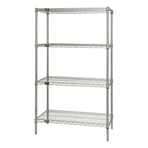 Quantum Genuine Wire Shelving Stainless Steel Starter Kit - 4 Shelves 74 Inch High