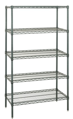 Quantum Genuine Wire Shelving Proform Green Epoxy Starter Kit - 5 Shelves 74 Inch High