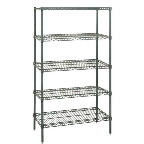 Quantum Genuine Wire Shelving Proform Green Epoxy Starter Kit - 5 Shelves 86 Inch High