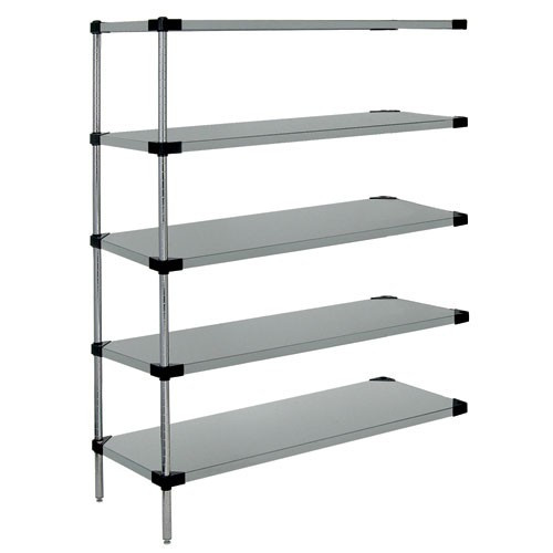 Quantum Stainless Steel Solid Shelving Add-On Kits - 5 Shelves 63 Inch High